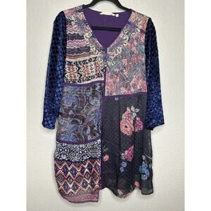 Soft Surroundings Embellished Patchwork Tunic Top Beaded Size XS